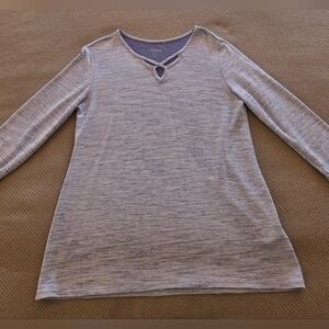 Izod women's medium lightweight purple long sleeve sweater with cutout in front